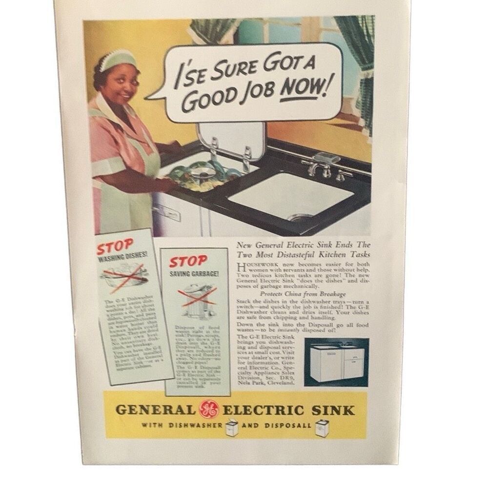 Vintage 1937 General Electric Sink I’se Got a Good Job Ad Advertisement